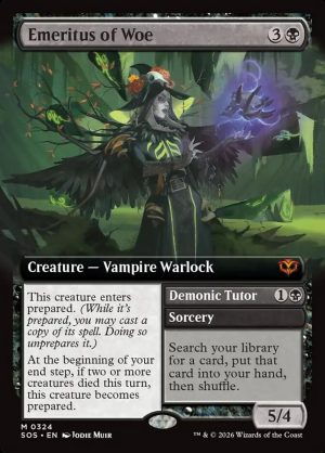 Emeritus of Woe // Demonic Tutor [Secrets of Strixhaven] (#324) - Extended Art