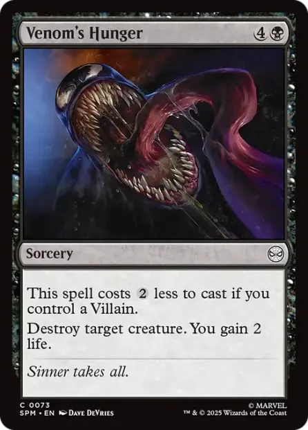 Venom's Hunger, Marvel's Spider-Man — Magic: The Gathering card