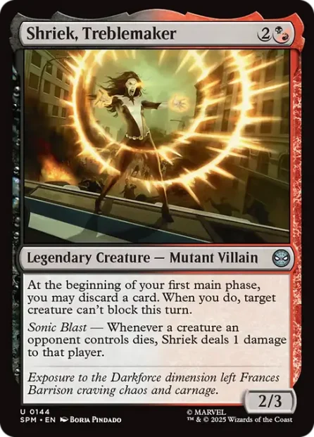 Shriek, Treblemaker, Marvel's Spider-Man — Magic: The Gathering card