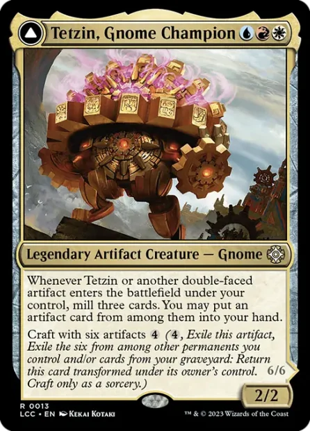 Tetzin, Gnome Champion // The Golden-Gear Colossus, The Lost Caverns of Ixalan Commander — Magic: The Gathering card
