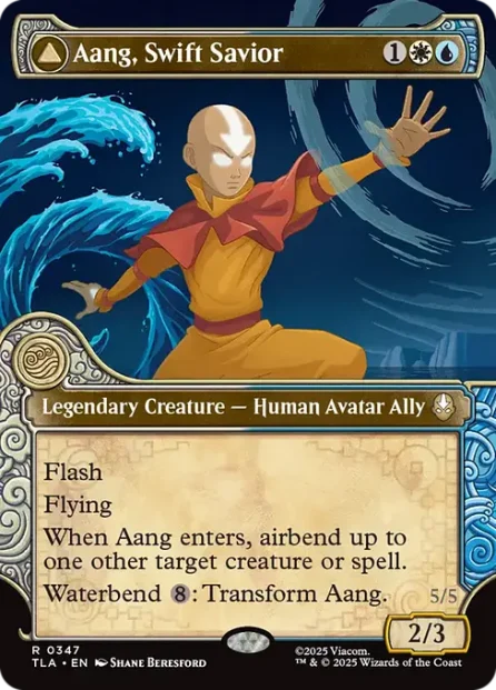 Aang, Swift Savior // Aang and La, Ocean's Fury, Avatar: The Last Airbender, foil — Magic: The Gathering card