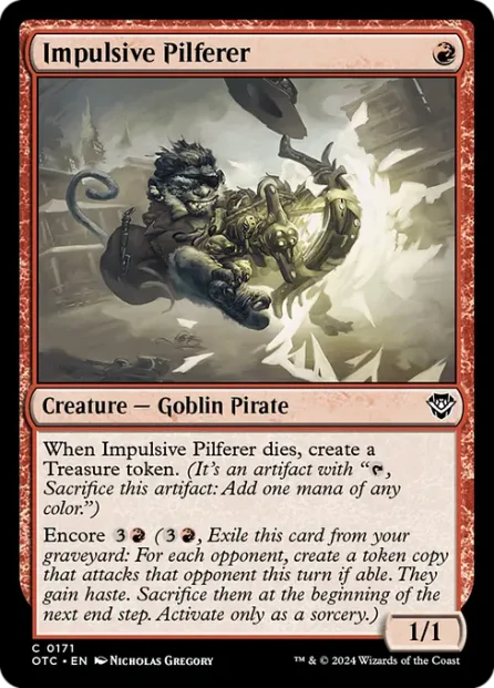 Impulsive Pilferer, Outlaws of Thunder Junction Commander — Magic: The Gathering card