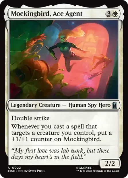 Mockingbird, Ace Agent, Marvel Super Heroes — Magic: The Gathering card