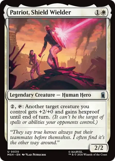 Patriot, Shield Wielder, Marvel Super Heroes — Magic: The Gathering card