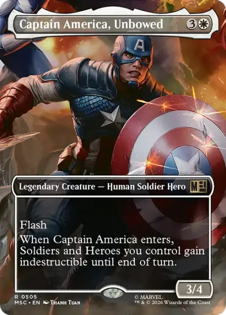 Captain America, Unbowed, Marvel Super Heroes Commander — Magic: The Gathering card