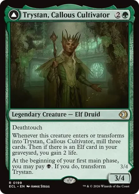 Trystan, Callous Cultivator // Trystan, Penitent Culler, Lorwyn Eclipsed — Magic: The Gathering card