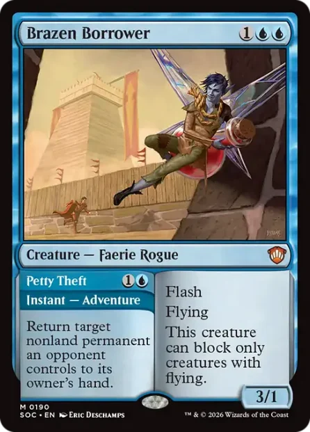 Brazen Borrower // Petty Theft, Secrets of Strixhaven Commander — Magic: The Gathering card