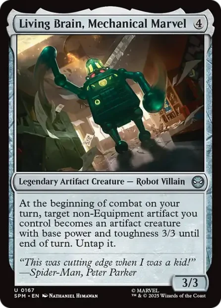 Living Brain, Mechanical Marvel, Marvel's Spider-Man — Magic: The Gathering card