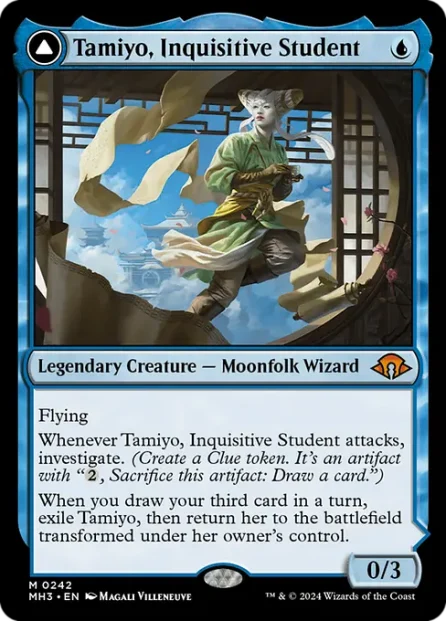 Tamiyo, Inquisitive Student // Tamiyo, Seasoned Scholar, Modern Horizons 3 — Magic: The Gathering card