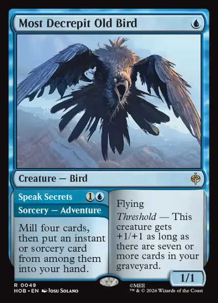 Most Decrepit Old Bird // Speak Secrets, The Hobbit — Magic: The Gathering card