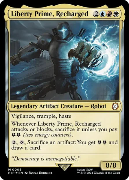 Liberty Prime, Recharged, Fallout, foil — Magic: The Gathering card