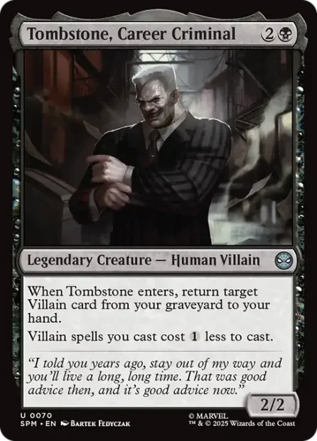Tombstone, Career Criminal, Marvel's Spider-Man — Magic: The Gathering card