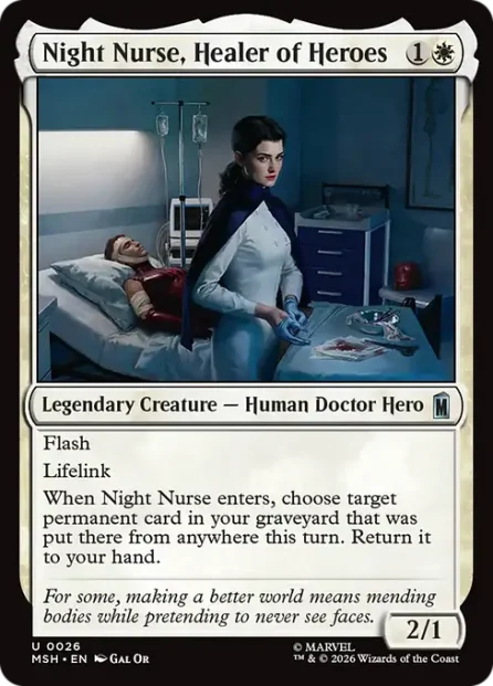 Night Nurse, Healer of Heroes, Marvel Super Heroes — Magic: The Gathering card