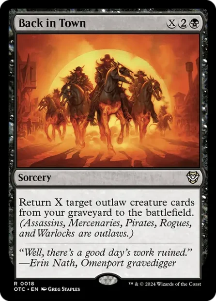 Back in Town, Outlaws of Thunder Junction Commander — Magic: The Gathering card