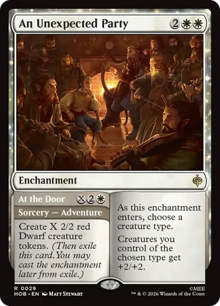 An Unexpected Party // At the Door, The Hobbit, foil — Magic: The Gathering card