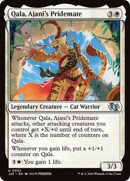 Qala, Ajani's Pridemate, Foundations Jumpstart — Magic: The Gathering card