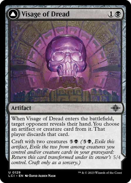 Visage of Dread // Dread Osseosaur, The Lost Caverns of Ixalan — Magic: The Gathering card