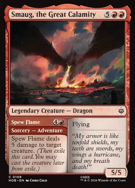 Smaug, the Great Calamity // Spew Flame, The Hobbit — Magic: The Gathering card
