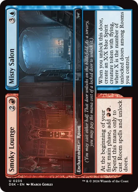 Smoky Lounge // Misty Salon, Duskmourn: House of Horror — Magic: The Gathering card