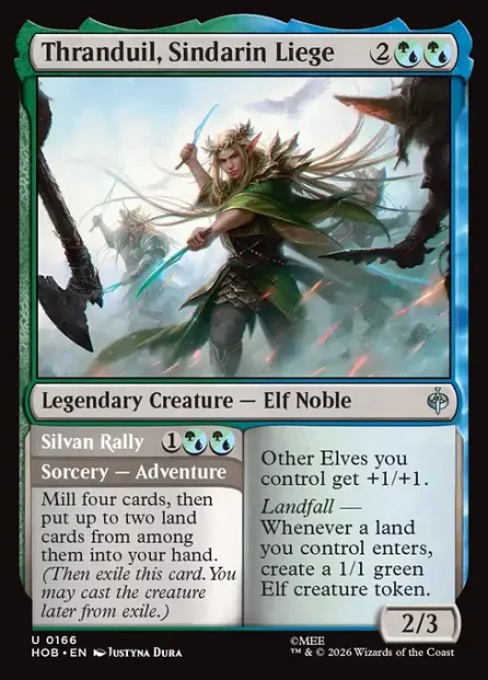 Thranduil, Sindarin Liege // Silvan Rally, The Hobbit — Magic: The Gathering card