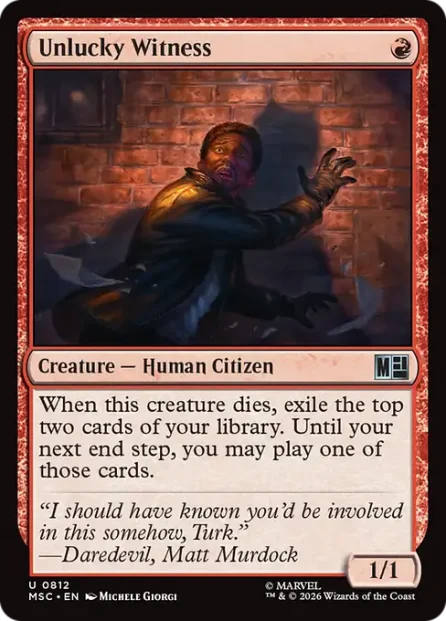 Unlucky Witness, Marvel Super Heroes Commander — Magic: The Gathering card