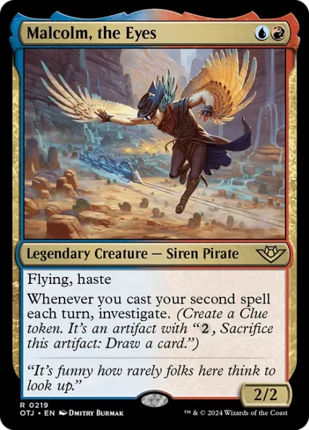 Malcolm, the Eyes, Outlaws of Thunder Junction — Magic: The Gathering card