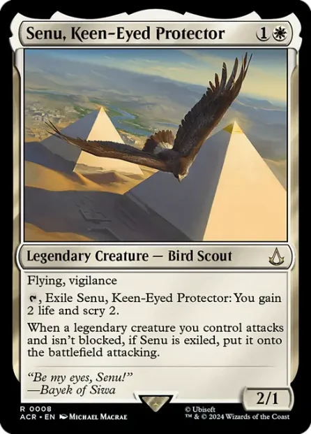 Senu, Keen-Eyed Protector, Assassin's Creed — Magic: The Gathering card
