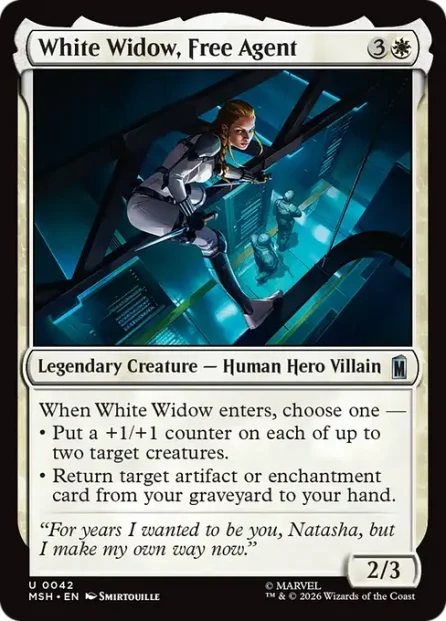 White Widow, Free Agent, Marvel Super Heroes — Magic: The Gathering card