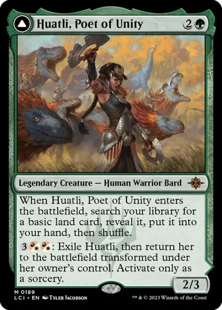 Huatli, Poet of Unity // Roar of the Fifth People, The Lost Caverns of Ixalan — Magic: The Gathering card