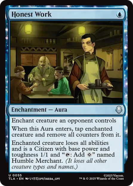 Honest Work, Avatar: The Last Airbender — Magic: The Gathering card