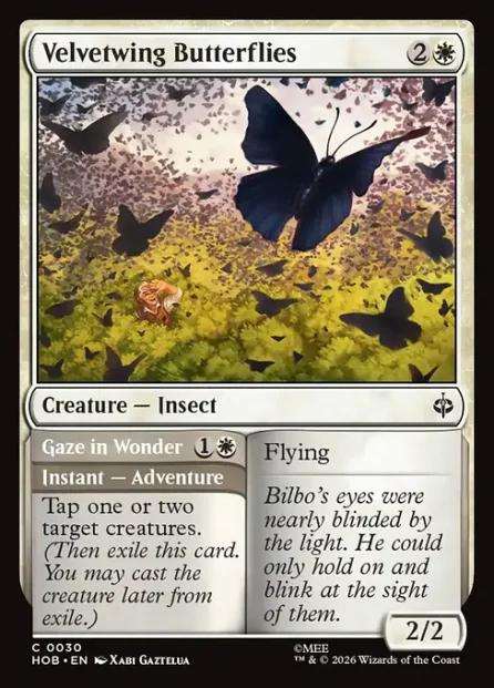 Velvetwing Butterflies // Gaze in Wonder, The Hobbit — Magic: The Gathering card