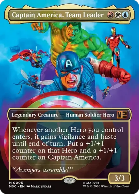Captain America, Team Leader, Marvel Super Heroes Commander — Magic: The Gathering card