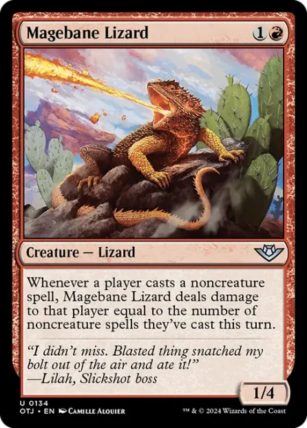 Magebane Lizard, Outlaws of Thunder Junction — Magic: The Gathering card