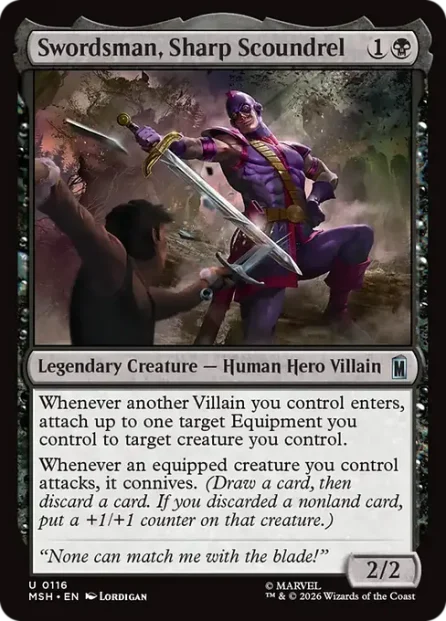 Swordsman, Sharp Scoundrel, Marvel Super Heroes — Magic: The Gathering card