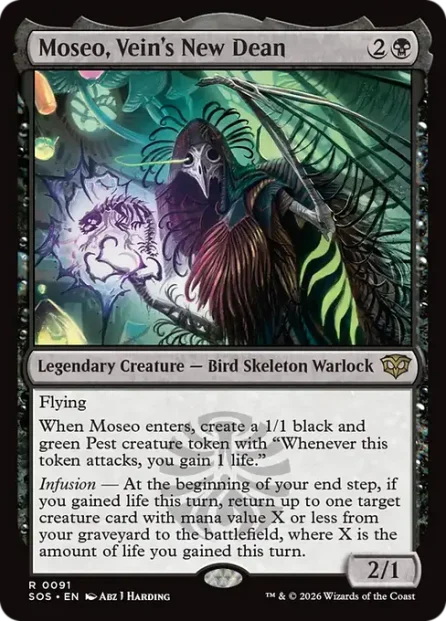 Moseo, Vein's New Dean, Secrets of Strixhaven — Magic: The Gathering card
