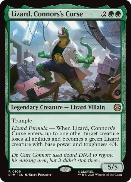 Lizard, Connors's Curse, Marvel's Spider-Man — Magic: The Gathering card