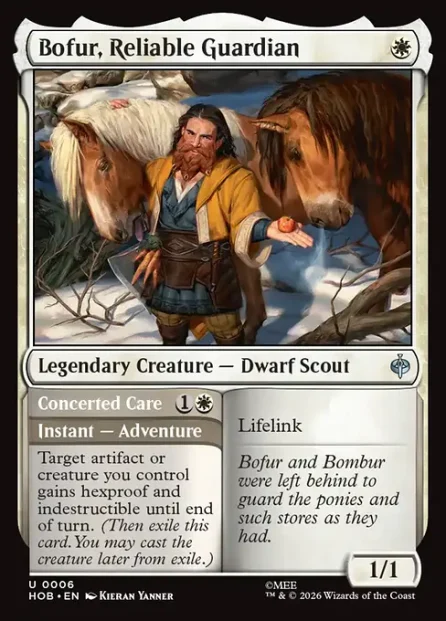 Bofur, Reliable Guardian // Concerted Care, The Hobbit — Magic: The Gathering card