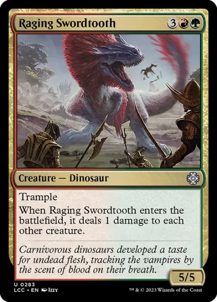 Raging Swordtooth, The Lost Caverns of Ixalan Commander — Magic: The Gathering card