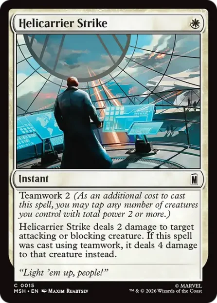 Helicarrier Strike, Marvel Super Heroes — Magic: The Gathering card