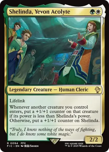 Shelinda, Yevon Acolyte, Final Fantasy Commander — Magic: The Gathering card