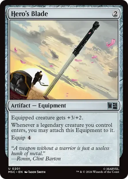 Hero's Blade, Marvel Super Heroes Commander — Magic: The Gathering card