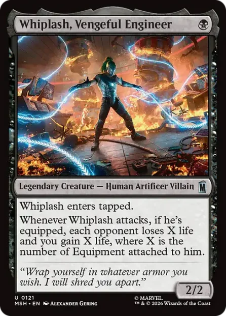Whiplash, Vengeful Engineer, Marvel Super Heroes — Magic: The Gathering card