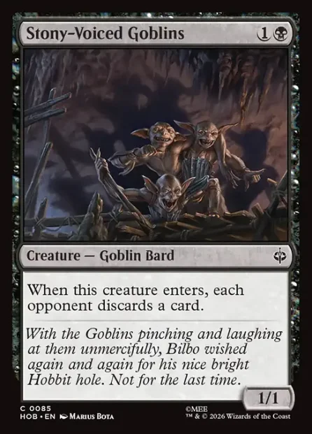 Stony-Voiced Goblins, The Hobbit — Magic: The Gathering card