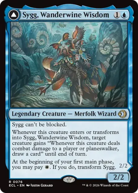 Sygg, Wanderwine Wisdom // Sygg, Wanderbrine Shield, Lorwyn Eclipsed — Magic: The Gathering card