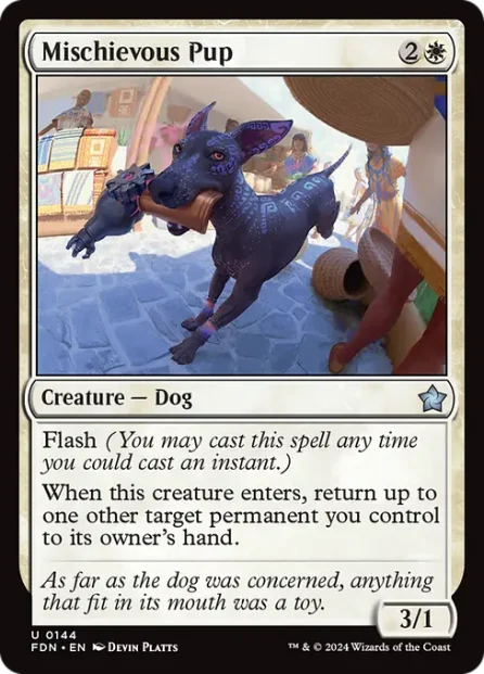 Mischievous Pup, Foundations — Magic: The Gathering card