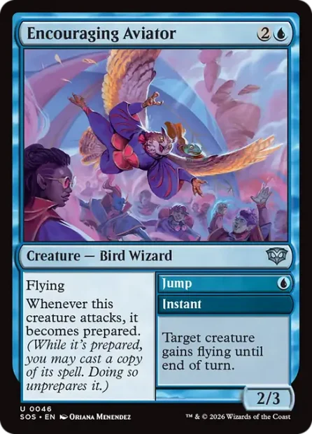 Encouraging Aviator // Jump, Secrets of Strixhaven — Magic: The Gathering card