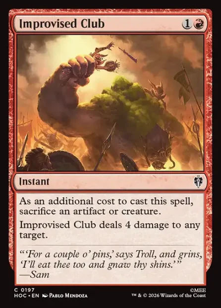 Improvised Club, The Hobbit Eternal — Magic: The Gathering card