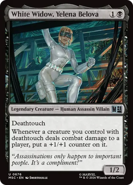 White Widow, Yelena Belova, Marvel Super Heroes Commander — Magic: The Gathering card