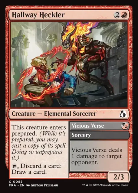 Hallway Heckler // Vicious Verse, Reality Fracture — Magic: The Gathering card