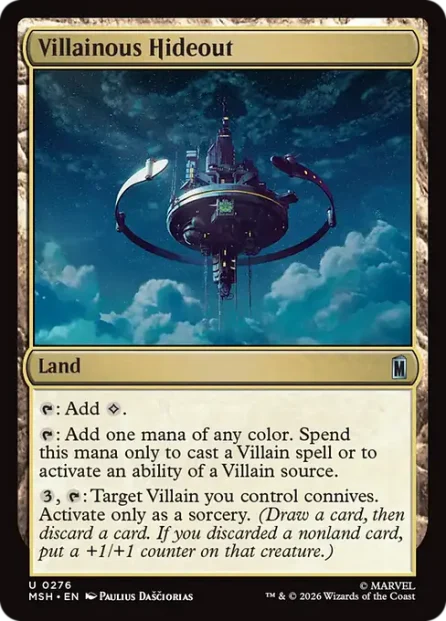 Villainous Hideout, Marvel Super Heroes — Magic: The Gathering card
